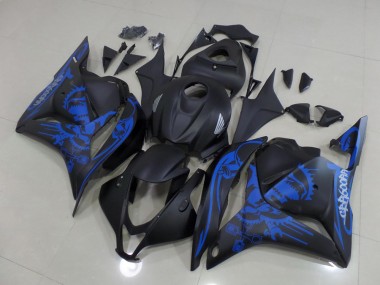 Cheap 2009-2012 Matte Black Blue Skull Honda CBR600RR Motorcycle Fairings Kit