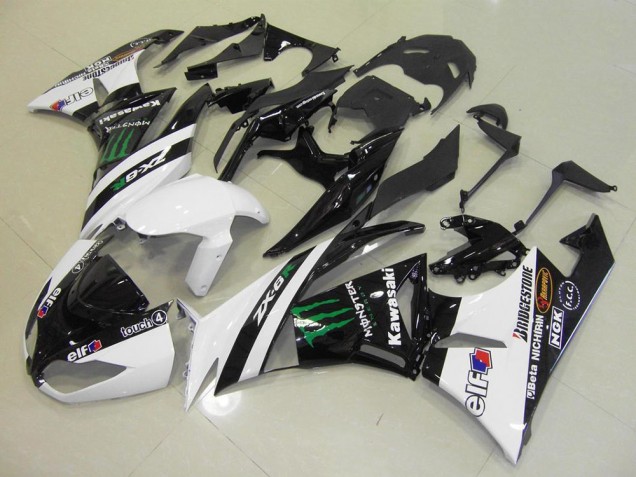 Cheap 2009-2012 White Monster Kawasaki ZX6R Moto Fairings Cheap 2009-2012 White Monster Kawasaki ZX6R Moto Fairings