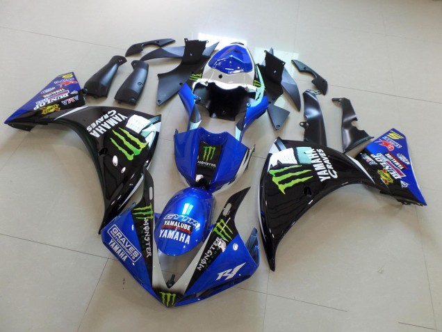 Cheap 2012-2014 Blue Black Monster Yamaha YZF R1 Motorbike Fairing