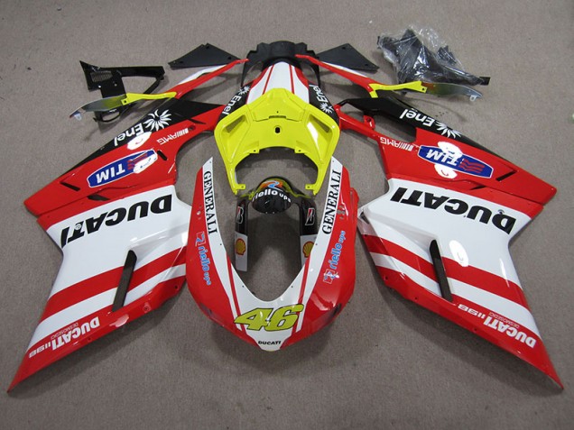 Cheap 2007-2014 Red White Generali 46 Ducati 1098 848 Motorcycle Fairings Cheap 2007-2014 Red White Generali 46 Ducati 1098 848 Motorcycle Fairings