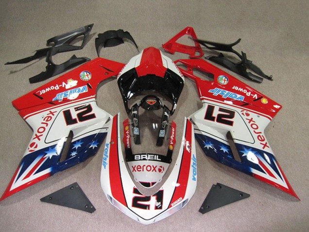 Cheap 2007-2014 Red White Breil Xerox 21 Ducati 1098 Motorbike Fairings Cheap 2007-2014 Red White Breil Xerox 21 Ducati 1098 Motorbike Fairings