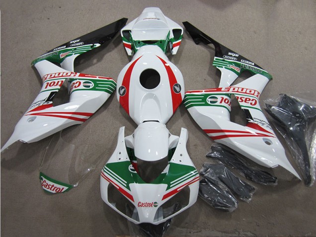 Cheap 2006-2007 White Green Red Castrol Honda CBR1000RR Motorcycle Fairings Kit Cheap 2006-2007 White Green Red Castrol Honda CBR1000RR Motorcycle Fairings Kit
