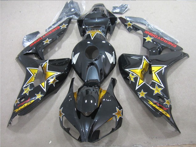Cheap 2006-2007 Black Yellow ENERGY DRINK Honda CBR1000RR Bike Fairing