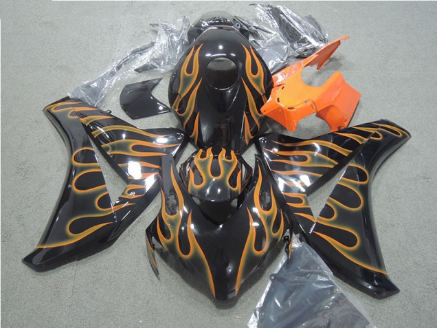 Cheap 2008-2011 Black Orange Flame Honda CBR1000RR Motorcycle Fairings Kit