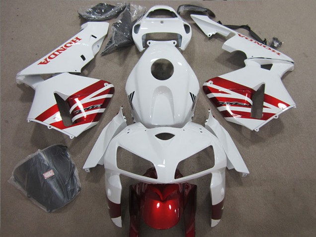 Cheap 2005-2006 White Red Honda CBR600RR Motorcycle Fairing Kit Cheap 2005-2006 White Red Honda CBR600RR Motorcycle Fairing Kit