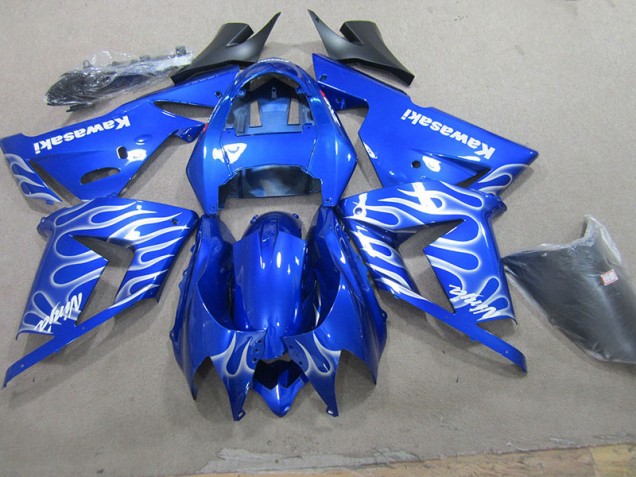 Cheap 2003-2005 Blue White Flame Kawasaki ZX10R Bike Fairings Cheap 2003-2005 Blue White Flame Kawasaki ZX10R Bike Fairings