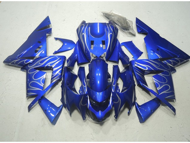 Cheap 2003-2005 Blue White Flame Kawasaki ZX10R Motorcycle Replacement Fairings Cheap 2003-2005 Blue White Flame Kawasaki ZX10R Motorcycle Replacement Fairings