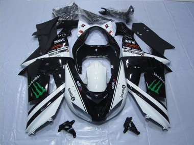 Cheap 2006-2007 Black White Touch4 Monster Kawasaki ZX10R Motor Fairings