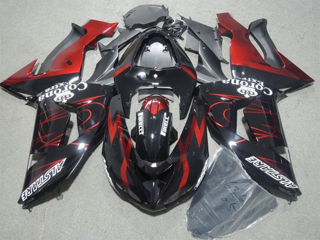 Cheap 2006-2007 Black Red Corona Extra Kawasaki ZX10R Motorcycle Bodywork Cheap 2006-2007 Black Red Corona Extra Kawasaki ZX10R Motorcycle Bodywork