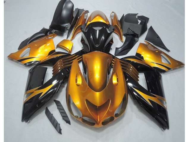 Cheap 2006-2011 Black Gold Kawasaki ZX14R ZZR1400 Motorcycle Bodywork Cheap 2006-2011 Black Gold Kawasaki ZX14R ZZR1400 Motorcycle Bodywork