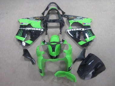 Cheap 2000-2002 Black Green Monster Kawasaki ZX6R Motor Fairings