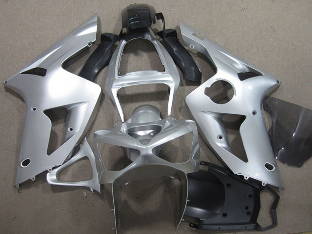 Cheap 2003-2004 Silver Kawasaki ZX6R Motorcycle Fairings Kit Cheap 2003-2004 Silver Kawasaki ZX6R Motorcycle Fairings Kit