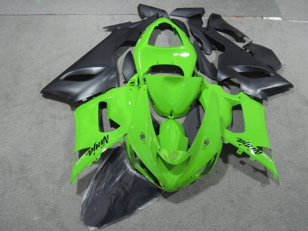 Cheap 2005-2006 Green Black Ninja 636 Kawasaki ZX6R Motorcycle Fairings Kits Cheap 2005-2006 Green Black Ninja 636 Kawasaki ZX6R Motorcycle Fairings Kits