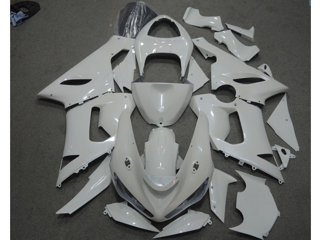 Cheap 2005-2006 White Kawasaki ZX6R Motorcycle Fairings Kit Cheap 2005-2006 White Kawasaki ZX6R Motorcycle Fairings Kit