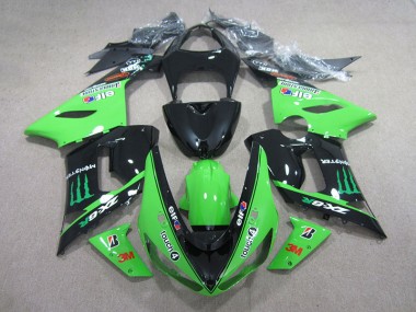 Cheap 2005-2006 Black Green 3M Touch4 Monster Kawasaki ZX6R Motorbike Fairing