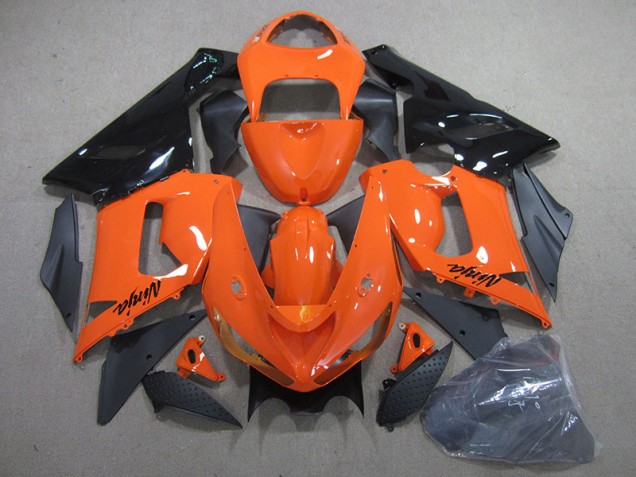 Cheap 2005-2006 Orange Black Ninja Kawasaki ZX6R Motorbike Fairing Kits Cheap 2005-2006 Orange Black Ninja Kawasaki ZX6R Motorbike Fairing Kits