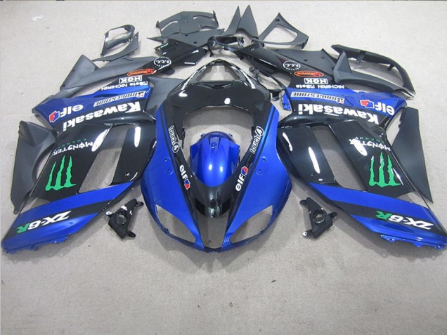 Cheap 2007-2008 Black Blue Monster Kawasaki ZX6R Motorcycle Replacement Fairings Cheap 2007-2008 Black Blue Monster Kawasaki ZX6R Motorcycle Replacement Fairings
