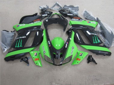 Cheap 2007-2008 Green Black 3M Monster Kawasaki ZX6R Motorbike Fairing