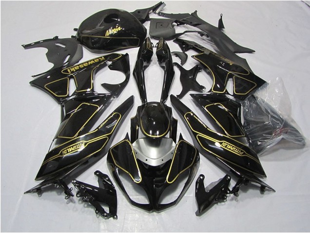 Cheap 2009-2012 Black Gold Kawasaki ZX6R Motorcycle Fairings Kit Cheap 2009-2012 Black Gold Kawasaki ZX6R Motorcycle Fairings Kit