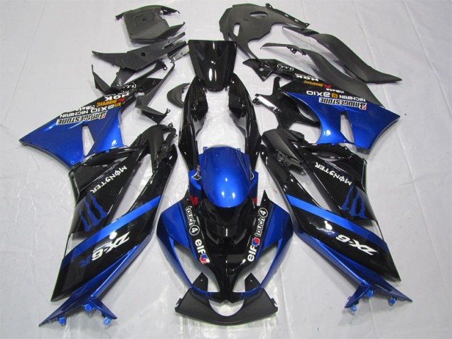 Cheap 2009-2012 Black Blue Monster Kawasaki ZX6R Motorcycle Fairing Kit Cheap 2009-2012 Black Blue Monster Kawasaki ZX6R Motorcycle Fairing Kit