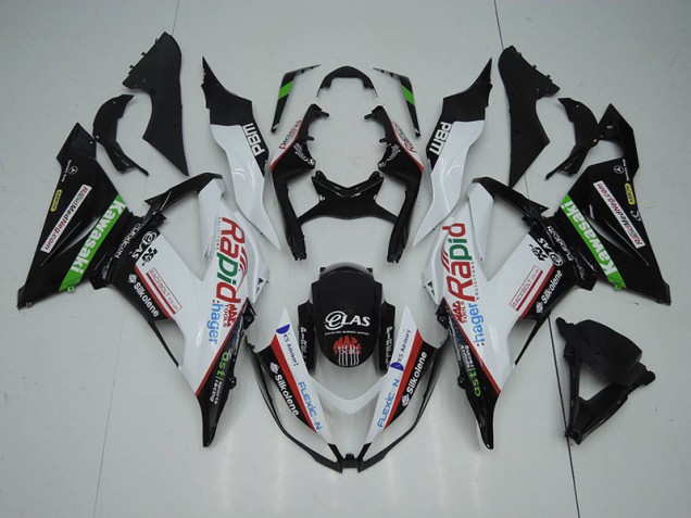 Cheap 2013-2018 Black White Rapid Hager Kawasaki ZX6R Motorbike Fairing Cheap 2013-2018 Black White Rapid Hager Kawasaki ZX6R Motorbike Fairing