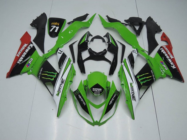 Cheap 2013-2018 Black Green White Monster Kawasaki ZX6R Bike Fairings Cheap 2013-2018 Black Green White Monster Kawasaki ZX6R Bike Fairings