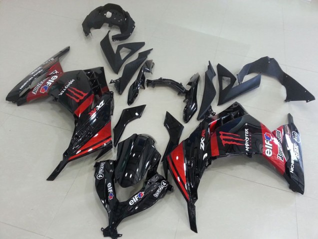 Cheap 2013-2016 Black Red Monster Kawasaki ZX300R Motorcylce Fairings