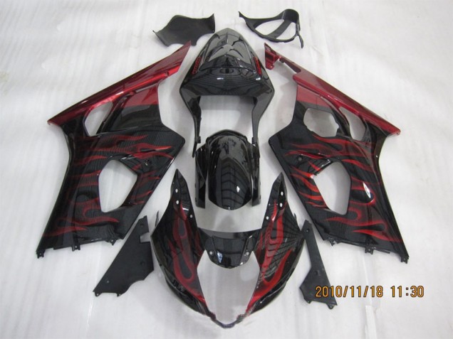 Cheap 2003-2004 Black Red Flame Suzuki GSXR1000 Motorcycle Bodywork Cheap 2003-2004 Black Red Flame Suzuki GSXR1000 Motorcycle Bodywork