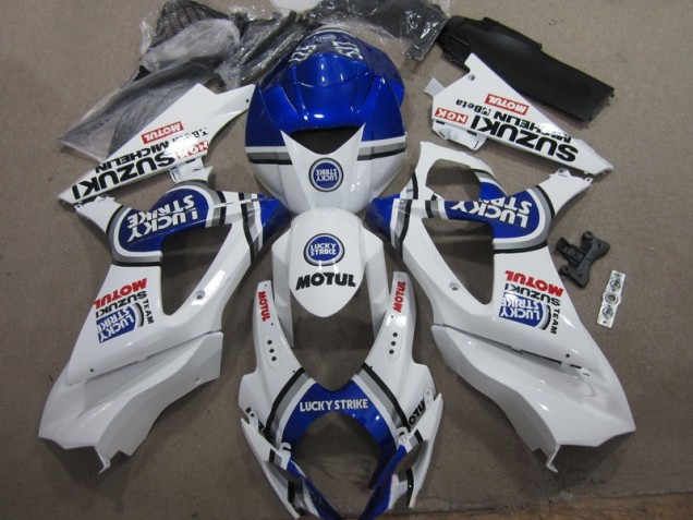 Cheap 2007-2008 White Blue Lucky Strike Red Motul Suzuki GSXR1000 Moto Fairings Cheap 2007-2008 White Blue Lucky Strike Red Motul Suzuki GSXR1000 Moto Fairings