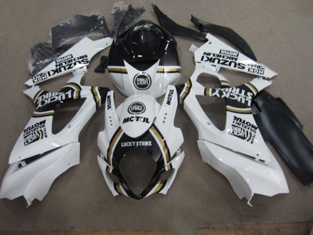 Cheap 2007-2008 White Lucky Strike Black Motul Suzuki GSXR1000 Motorcycle Replacement Fairings Cheap 2007-2008 White Lucky Strike Black Motul Suzuki GSXR1000 Motorcycle Replacement Fairings