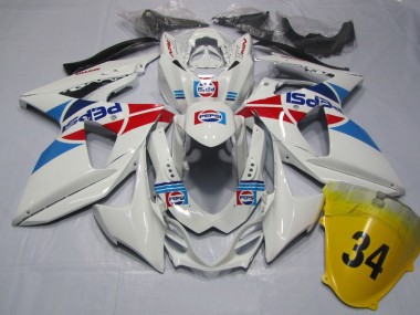 Cheap 2009-2016 White Pepsi 34 Suzuki GSXR1000 Motorcycle Fairings Kit