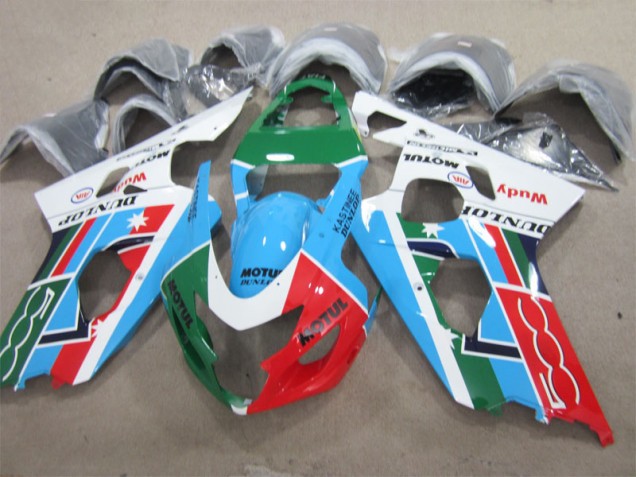 Cheap 2001-2003 Blue Green White Motul Suzuki GSXR600 Motorcycle Bodywork Cheap 2001-2003 Blue Green White Motul Suzuki GSXR600 Motorcycle Bodywork