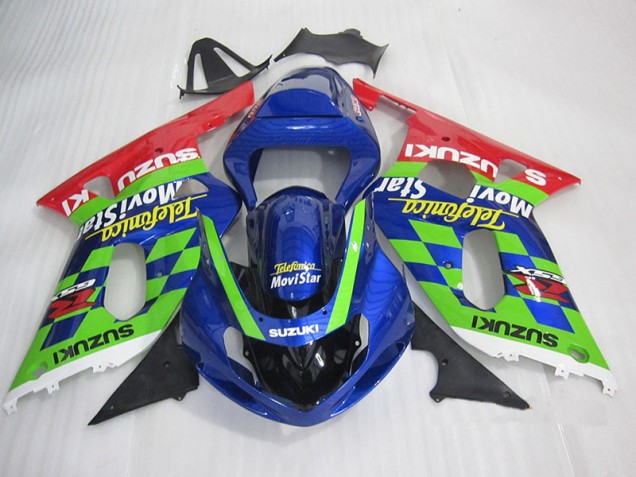 Cheap 2001-2003 Blue Green Red Telefumia Movistar Suzuki GSXR600 Motorbike Fairing Cheap 2001-2003 Blue Green Red Telefumia Movistar Suzuki GSXR600 Motorbike Fairing