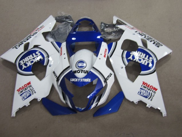 Cheap 2004-2005 Blue White Lucky Strike Motul Suzuki GSXR600 Moto Fairings Cheap 2004-2005 Blue White Lucky Strike Motul Suzuki GSXR600 Moto Fairings