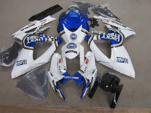Cheap 2006-2007 White Blue Lucky Strike Motul Suzuki GSXR600 Motorcycle Fairing Cheap 2006-2007 White Blue Lucky Strike Motul Suzuki GSXR600 Motorcycle Fairing