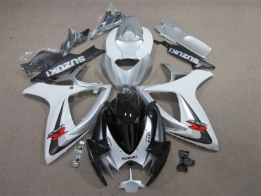 Cheap 2006-2007 Black White Suzuki GSXR600 Motorcycle Fairing Kit