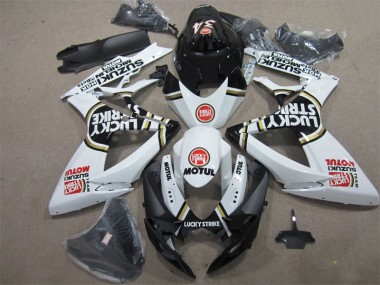 Cheap 2006-2007 Black White Lucky Strike Motul Suzuki GSXR600 Bike Fairing