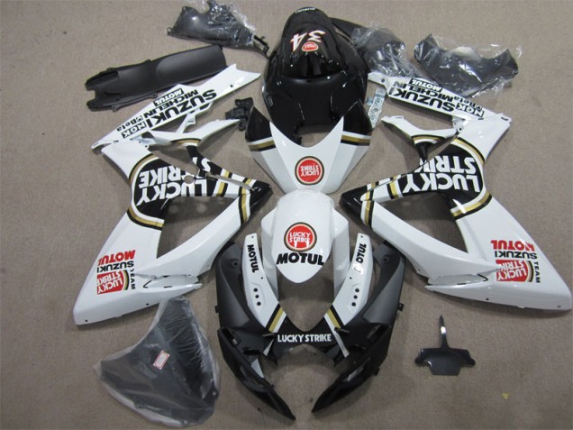 Cheap 2006-2007 Black White Lucky Strike Motul Suzuki GSXR600 Bike Fairing Cheap 2006-2007 Black White Lucky Strike Motul Suzuki GSXR600 Bike Fairing
