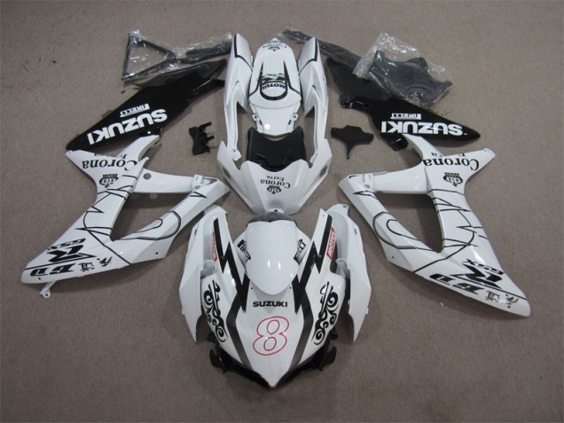 Cheap 2008-2010 White Black Corona Extra Motul 8 Suzuki GSXR600 Replacement Motorcycle Fairings Cheap 2008-2010 White Black Corona Extra Motul 8 Suzuki GSXR600 Replacement Motorcycle Fairings