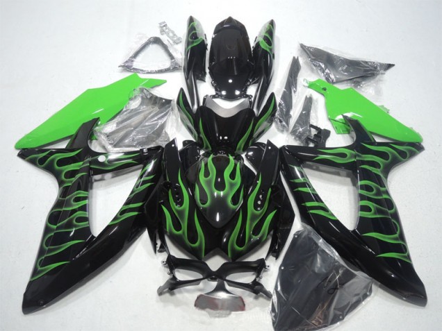 Cheap 2008-2010 Black Green Flame Suzuki GSXR600 Bike Fairings Cheap 2008-2010 Black Green Flame Suzuki GSXR600 Bike Fairings