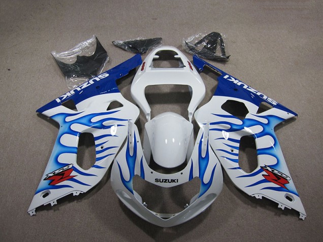 Cheap 2001-2003 White Blue Flame Suzuki GSXR750 Motorbike Fairings Cheap 2001-2003 White Blue Flame Suzuki GSXR750 Motorbike Fairings