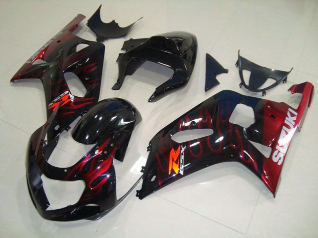 Cheap 2001-2003 Black Red Flame Suzuki GSXR750 Bike Fairing Kit Cheap 2001-2003 Black Red Flame Suzuki GSXR750 Bike Fairing Kit