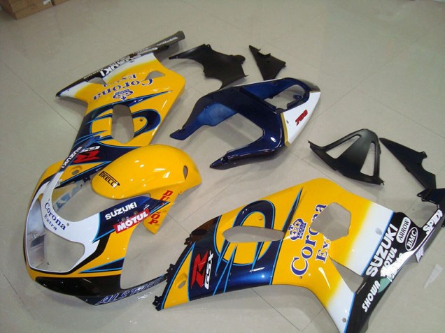 Cheap 2001-2003 Yellow Blue Corona Extra Motul Suzuki GSXR750 Motorcycle Fairings Kits Cheap 2001-2003 Yellow Blue Corona Extra Motul Suzuki GSXR750 Motorcycle Fairings Kits