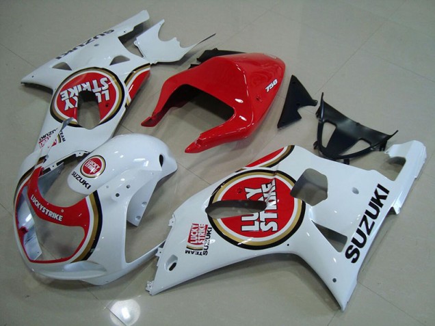 Cheap 2001-2003 Red White Lucky Strike Suzuki GSXR750 Motorcyle Fairings Cheap 2001-2003 Red White Lucky Strike Suzuki GSXR750 Motorcyle Fairings