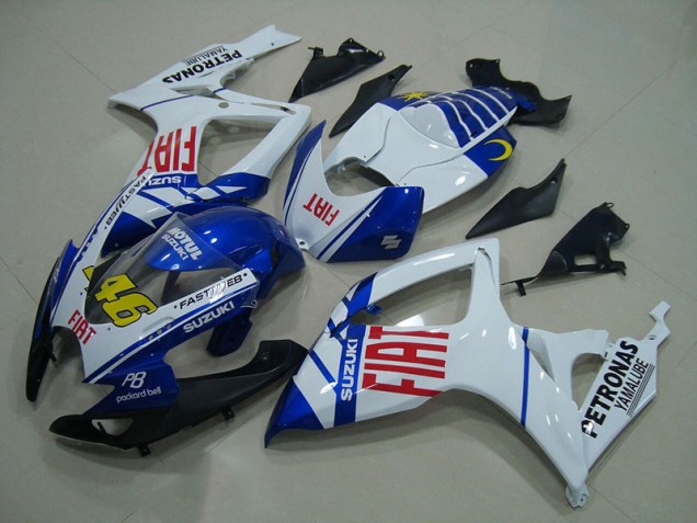 Cheap 2006-2007 Blue White Fiat 46 Suzuki GSXR750 Moto Fairings Cheap 2006-2007 Blue White Fiat 46 Suzuki GSXR750 Moto Fairings