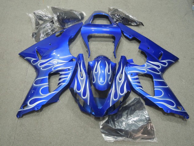Cheap 2000-2001 Blue White Flame Yamaha YZF R1 Motorcycle Fairings Kit Cheap 2000-2001 Blue White Flame Yamaha YZF R1 Motorcycle Fairings Kit