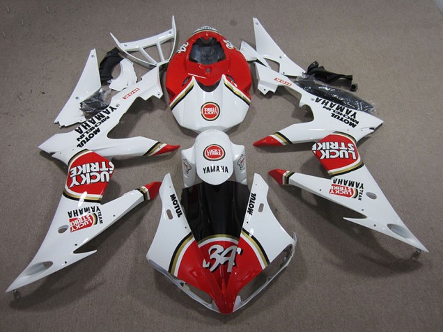 Cheap 2004-2006 Red White Lucky Strike Yamaha YZF R1 Motorcycle Replacement Fairings Cheap 2004-2006 Red White Lucky Strike Yamaha YZF R1 Motorcycle Replacement Fairings
