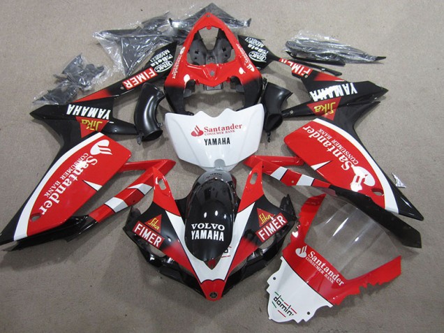 Cheap 2007-2008 Black Red White Santander Yamaha YZF R1 Motorbike Fairing Kits Cheap 2007-2008 Black Red White Santander Yamaha YZF R1 Motorbike Fairing Kits
