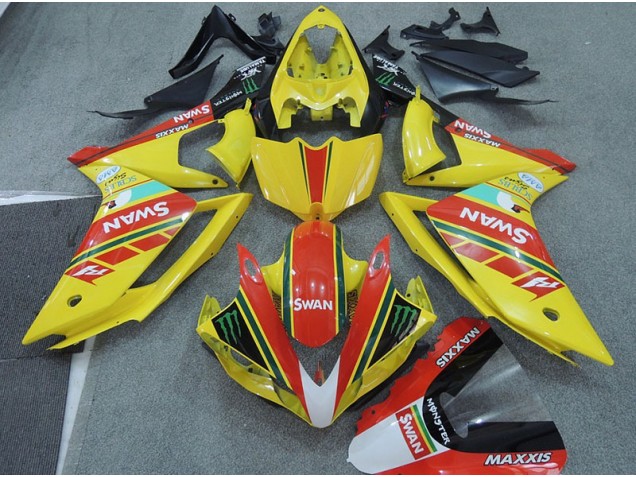 Cheap 2007-2008 Yellow Red Swan Yamaha YZF R1 Moto Fairings Cheap 2007-2008 Yellow Red Swan Yamaha YZF R1 Moto Fairings