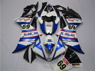 Cheap 2009-2011 White Blue Sterilgarda SCALZ 69 Yamaha YZF R1 Motorcycle Replacement Fairings